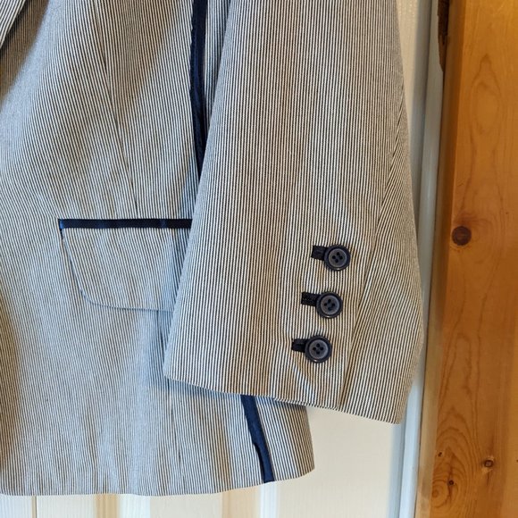 Nygard Collection Blue Striped Blazer sz 14 - Picture 3 of 10